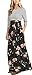 MEROKEETY Women's Striped Floral Print 3/4 Sleeve Tie Waist Maxi Dress With Pockets Black Floral Small