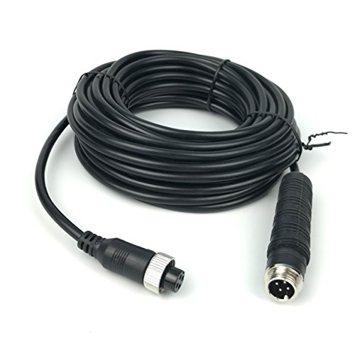 15Meters(50FT) Car 4-Pin Aviation Video Extension Cable for CCTV Rearview Camera Truck Trailer Camper Bus Motorhome Vehicle Backup Monitor Waterproof Shockproof System 15Meters Black - Thumbnail 6