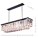 Saint Mossi 8-Lights Crystal Chandelier in Farmhouse Chandelier Style,Modern Farmhouse Chandelier with K9 Crystals,Farmhouse Pendant Light Fixtures,H10 x L34 x W14,Chain Adjustable