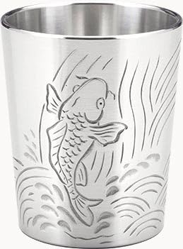 Osaka Naniwa Suzuki, Japanese Hand-made Tin Sake Cup/Guinomi KOI(Carp) 90ml,Made in Japan
