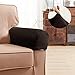 subrtex Chair Arm Covers Armrest Slip Covers for Recliner and Wingback Chair Sofa Slipcover Spandex Stretch PU Faux Waterproof Armrest Covers Set of 2, Two Pieces, Brown Leather, Chocolate