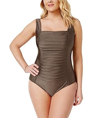 Plus Size Pleated One-Piece Swimsuit