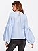 Verdusa Women's Round Neck Elegant Blouse Lantern Sleeve Top With Keyhole Back Blue#1 L