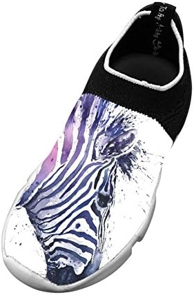 Water Color Zebra Fly Knit Kids Shoes, Running Mesh Sneakers for Boys Girls