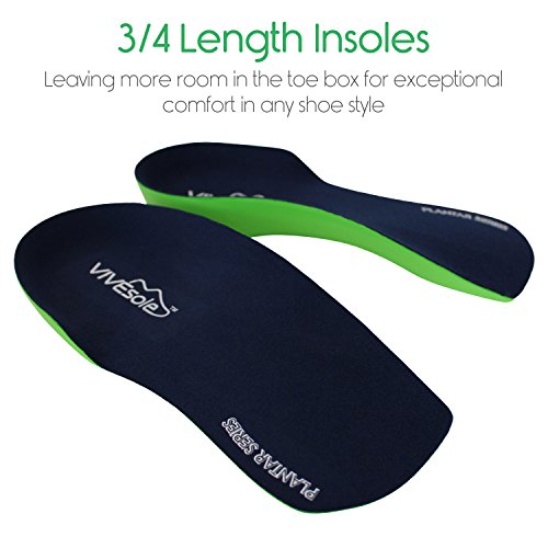 Orthotic Shoe Inserts by Vivesole - 3/4 Insole for Plantar Fasciitis, Foot Arch and Heel Pain Relief - Cups Support for Men and Womans Feet - Similar to Custom Fit - For Walking, Running and Exercises