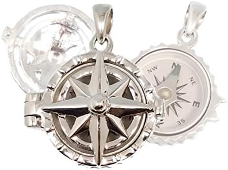 Stanley London Sterling Silver Compass Rose Locket with Working Compass