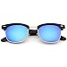 zeroUV - Half Frame Semi Rimless Sunglasses for Men Women with Colored Mirror Lens 50mm (Black-Gold/Green-Blue Mirror)