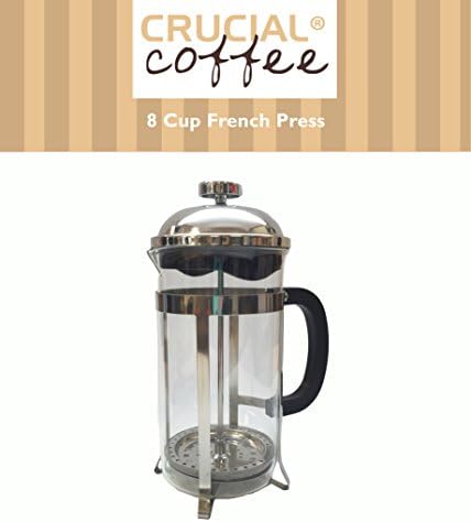 High Quality 8 Cup French Press Coffee and Espresso Maker, Brews 1 Liter / 34 Ounce (8 Coffee Cups - 4 Coffee Mugs), by Think Crucial
