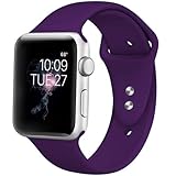 DaQin Bands Compatible with A pp le Watch Band 42mm 44mm, Soft Silicone Sport Replacement Wristbands Strap for A pp le Watch Series 4, Series 3/2/1, Purple, M/L