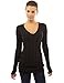 PattyBoutik Women V Neck Ribbed Tunic Knit Top (Black Small)