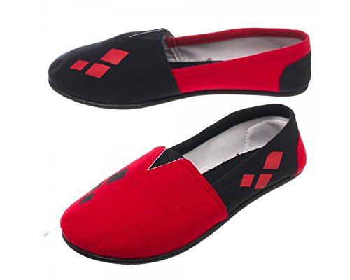 DC Comics Harley Quinn Black Slip On Shoes L