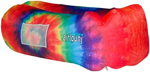 AIRLOUNJ - Premium Designs | Fast Inflating Air Lounger | Indoors or Outdoors | Compact Lightweight Strong Ripstop Nylon | For Travel Camping Festivals Concerts | Colorado Based Company (Tie-Dye)