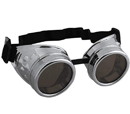 syart Goggles Steampunk Glasses Vintage Retro Welding Punk Gothic Cosplay Sunglasses Biker Motorcycle Riding Windproof Goggles Party (Sliver)