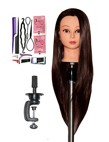 Bellrino 30 " (Long and thick) Cosmetology Mannequin Manikin Training Head with Synthetic Fiber with Table Clamp Holder (MARE+C)