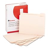 File Folders, 1/5 Cut Assorted, 2-Ply Top Tab, Letter, Manila, 100/bx