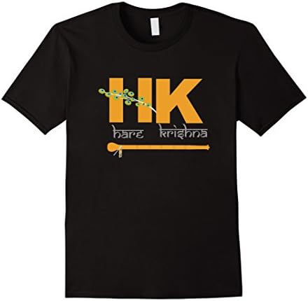 Men's Hare Krishna Flute T-Shirt for Men, Women, Boys and Girls Large Black