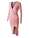RubyK Womens Fitted Long Sleeve Asymmetrical Side Knotted Bodycon Dress