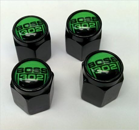Mustang BOSS 302 Cobra Shelby GT Valve Stem Caps (Black - Green)