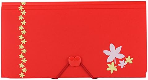 KINARY 13-Pocket Poly Expanding File, 10.23 x 5.39 Inches, Junior Size for Receipts and Checks, Includes Tabs (red)