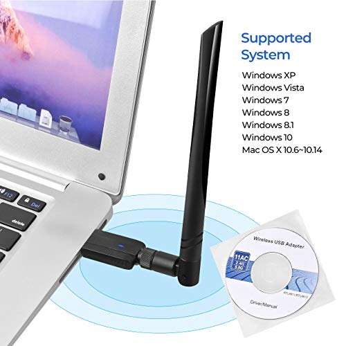 USB WiFi Adapter 1200 Mbps USB Wireless Network Adapter with Dual Band 2.4GHz/300Mbps+5GHz/866Mbps 5dBi Antenna for Desktop Windows XP/Vista/7/8/10 Linux Mac - Thumbnail 6