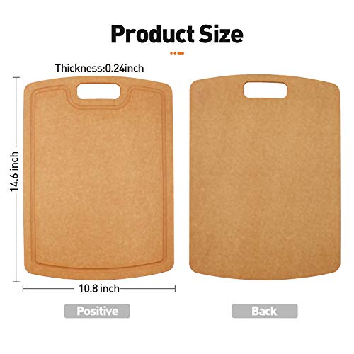 Houselog Wood Fiber Cutting Board Natural Slate Non-Slip, Juice Grooves,Chopping Board for Kitchen Dishwasher Safe (14.5X10.8inch)