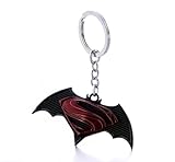 REINDEAR Batman v Superman: Dawn of Justice Symbol Metal Pendant Keychain US Seller (Red)