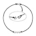 Pearl Necklace Set 2 Pcs,Crytech Minimalist Handmade Single/Three Faux Round Pearl Pendant Choker with Black Leather Cord Stylish Bohemain Pearl Clavicle Chain Necklace for Women Girls (Black)thumb 3