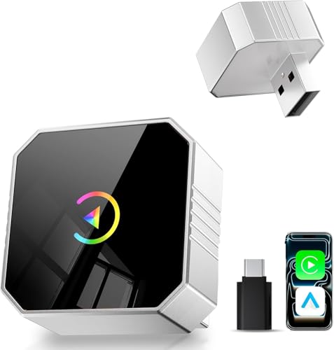 Photo 1 of 2026 Upgraded Mini Wireless CarPlay Adapter for CarPlay & Android Auto, Plug & Play, Fast, Auto Connect, No Latency 2in1 Car Play Wireless Adapter for iPhone iOS 10+ Android 11+ Information Display