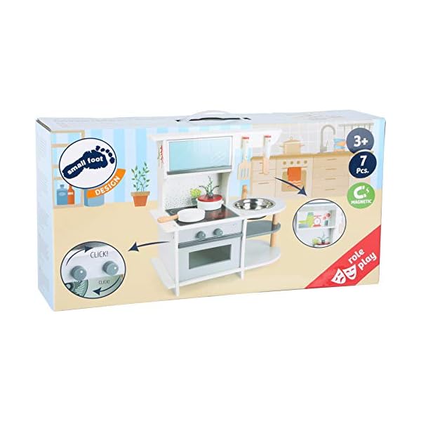 small foot Kinderküche "Grazil" mit Backofen, Pfanne, Kochtopf, Küchenhelfern und Waschbecken, ab 3 Jahren, 11159, 45 x 22 x 42 cm – Bild 6