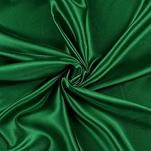 100% Polyester/Poly Silk Silky Satin Fabric, Dressmaking, Wedding, Prom - Dress Craft Fabric Material 58" - 150 cm Wide Sold As 1 Meter Pre - Cut Lengths (Bottle Green)