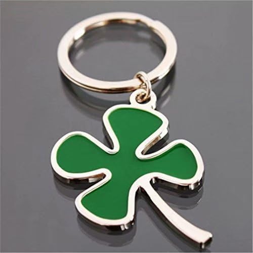 6pcs Mini Pocket Green Heart Leaf Keychain Keyring Keyfob Four Clover Steel Lucky Key Chain Ring Fob Tag Holder Finder Necklace Paradisiac Popular Cute Wristlet Utility Keychains Tool Teen Girls Gift