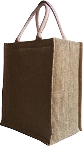 KVR natural Jute burlap wine beer water bottle cum can carrier bag with option to use as Grocery & lunch bag, Eco Environment Friendly versatile flexible (6 bottle bag, natural)