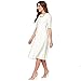 Dantiya Women's Half Sleeve Elegant Back Zipper A-Line Knee Long Dress White