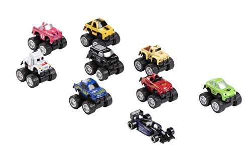 Blue Panda Monster Truck - 9-Pack Mini Die-Cast Vehicles for Kids Race Car Pretend Play, Christmas Stocking Stuffers, Party Favors, Secret Santa Gift Ideas, 9 Designs