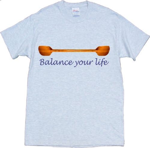 BALANCE YOUR LIFE Kayak Paddling Tee Shirt (Small, Ash (Light Gray))