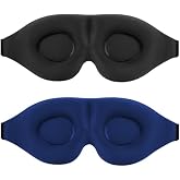Sleep Mask for Side Sleeper 2 Pack, 100% Light Blocking Sleeping Eye Mask for Women Men, 3D Contoured Cup Night Blindfold, Luxury Eye Cover Shade with Adjustable Strap for Travel, Nap