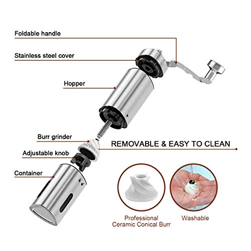 Allen Neue manuelle Kaffeemühle mit Upgrade - Handkaffeemühlen aus Edelstahl mit verstellbarem Keramikgrat… – Bild 6
