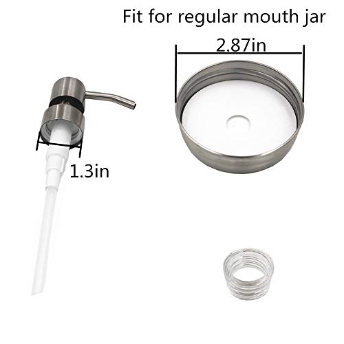 CHBKT Mason Jar Soap Dispenser, Silver Rust Proof Stainless Steel Lotion Dispenser with 16 Ounce Regular Mouth Mason Jar, Bathroom Accessories - Thumbnail 6