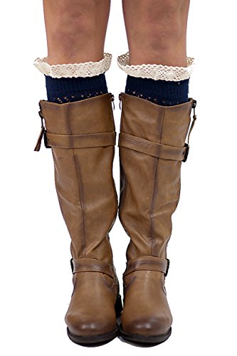 The Original 2 Button Lace Boot Cuffs Navy by Modern Boho