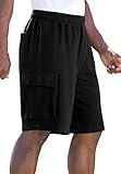 KingSize Men's Big & Tall Fleece Cargo Shorts, Black Big-2Xl