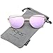 SOJOS Cat Eye Sunglasses for Women Fashion Designer Style Mirrored Lenses SJ1001 with Gold/Purple