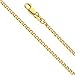 TWJC 14k Yellow and White Gold Solid 2mm Flat Open Wheat Chain Necklace with Lobster Claw Clasp