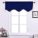 NICETOWN Royal Navy Blue Valance - Elegant Design 52-inch by 18-inch Scalloped Rod Pocket Window Valance Curtains and Drapes for Living Room/Bedroom/Boys Room, Window Dressing Panels, 2 Sets