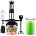 HOMIEE Hand Blender, 5-in-1 Blender Stick Immersion with 15-Speed Control and Turbo for Baby Food & Kitchen Use, Including Stainless Chopper, Egg Whisk, 800ML BPA-Free Beaker & Storage Bracket, Black