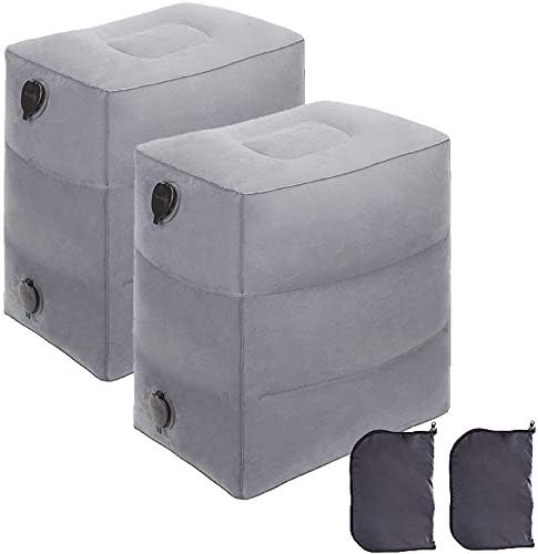 2 Pack Travel Pillow for Kids, Travel Foot Rest Pillow, Inflatable Footrest Pillow for Foot Rest on Airplanes, Cars, Trains, Office Napping, Airplane Bed for Kids & Toddlers to Lay Down (Grey-2 Pack)