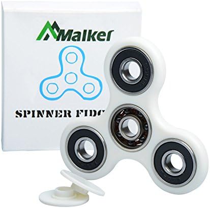 Malker Fidget Hand Spinner - Decompression Toy With Premium Hybrid Ceramic Bearing - Finger Toy, Perfect For ADD, ADHD, Anxiety, and Autism Adult Children,White