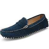SUNROLAN Men's Suede Leather Dress Shoes Slip On Penny Loafers Driving Moccasin Shoes