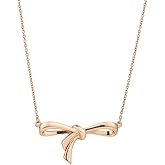 Vanbelle Sterling Silver Jewelry - Rose Gold plated with 925 Stamp - Bow Pendant Necklace - Elegant Handcrafted for Women - Chain 16" Long + 2" Extender