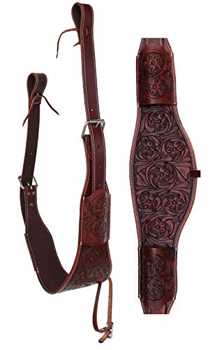 CHALLENGER Horse Western Floral Tooled Leather Rear Flank Saddle Cinch w/Billets 9772BR
