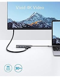 Anker USB C Hub, Adaptador 5 en 1 USB C con 4K USB C a HDMI, puerto Ethernet, 3 puertos USB 3.0 para MacBook Pro 2016 2017 2018, ChromeBook, XPS, y más (Grado espacial)